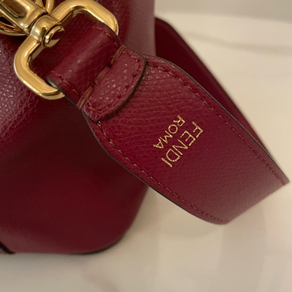 FENDI MINI MON TRESOR BUCKET BAG Burgundy red leather gold hardware - Picture 3 of 9